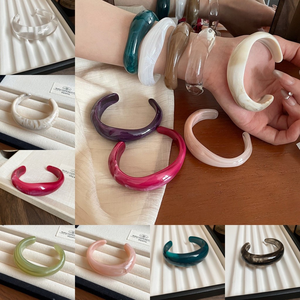 กำไลข้อมือผู้หญิง เซ็กซี่ ทันสมัย ins วัสดุเรซิน เรียบง่ายและสดใส ช่วยให้ผิวดูสว่างขึ้น มีหลายสีให้เลือก