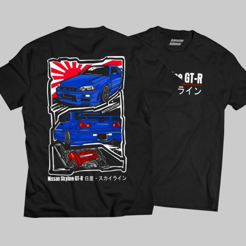 เสื้อแข่งเสื้อยืด Nissan Skyline Gtr R34