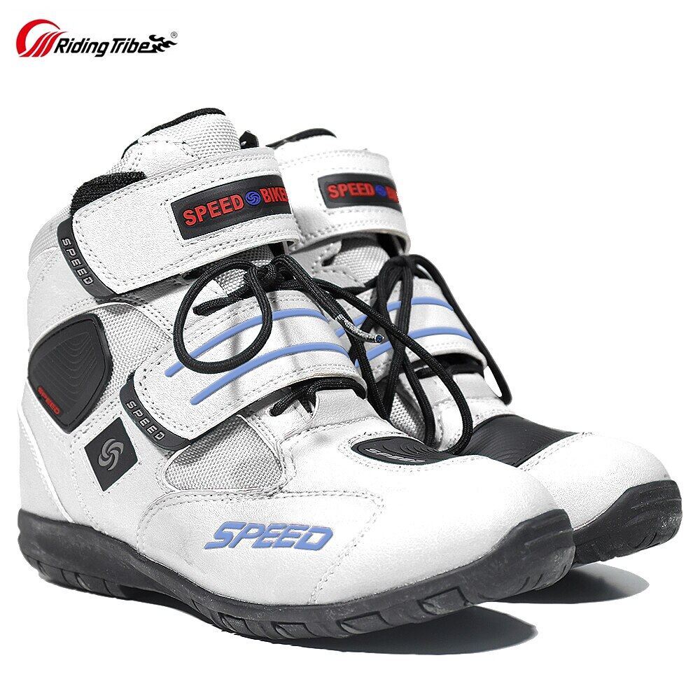 Motorcycle Microfiber Leather Ankle Boots Street Motorbike Racing Shoes Moto Biker Chopper Cruiser T