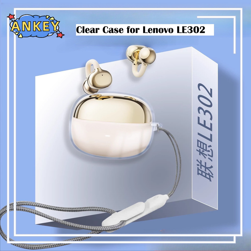 For Lenovo LE302 Case Protective Transparent Clear TPU Covers Bluetooth Earphone Shell Headphone Por