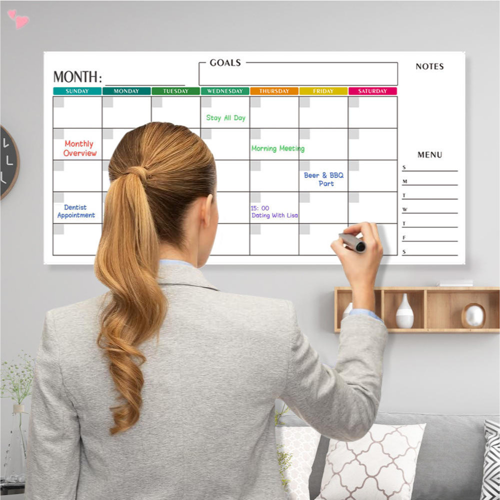 ขนาดใหญ่ลบได้รายเดือนปฏิทินวางแผนไวท์บอร์ด29.92x14.96นิ้วนํามาใช้ใหม่ยูndatedปฏิทินติดผนังสําหรับโฮมออฟฟิศครัว