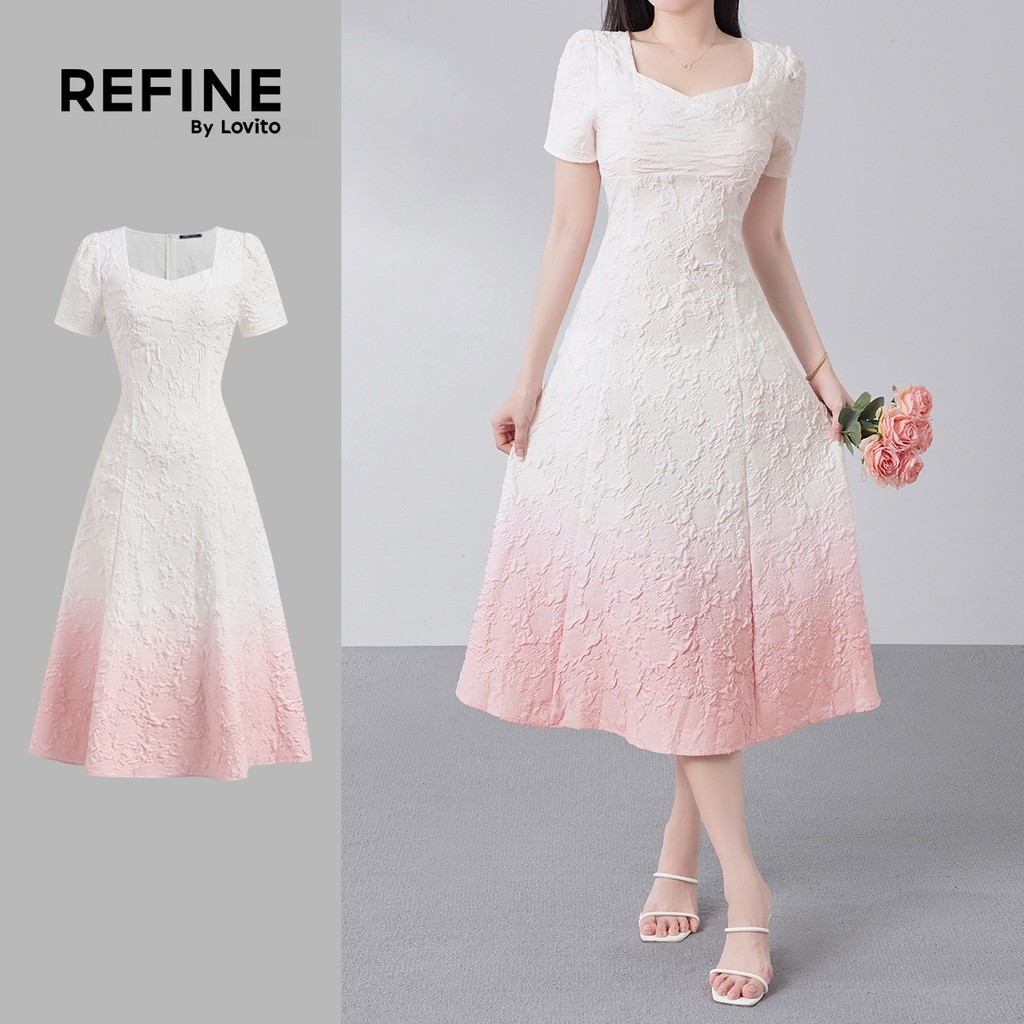 (Refine by Lovito) ชุดเดรสดีไซน์เรียบหรู ดีเทลพลุคผ้า ริบบิ้นซิป สำหรับฤดูใบไม้ผลิ/ฤดูร้อน สีชมพู LR13E045