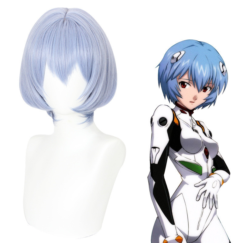 วิกผม Asuka Blue Big Scalp แบบ cosplay ผมสั้น สไตล์ Evangelion