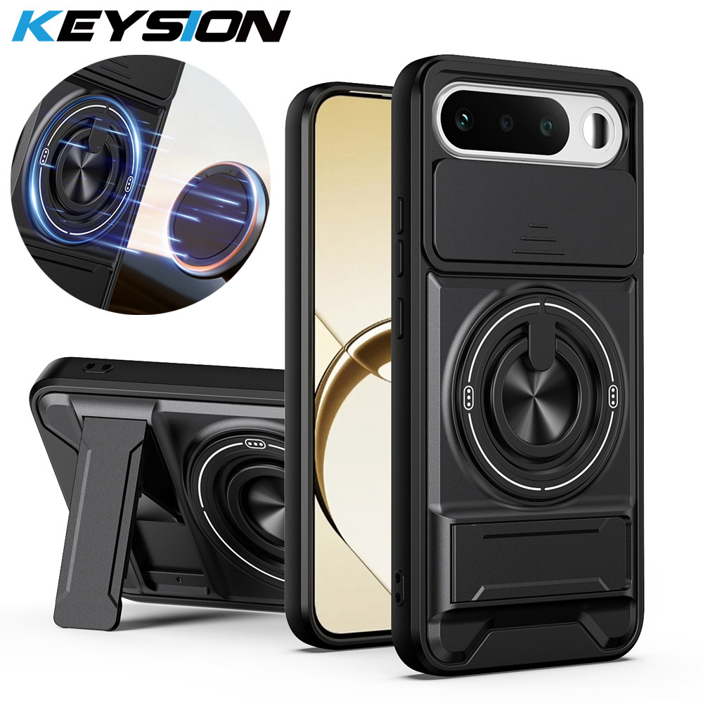 KEYSION เคสโทรศัพท์แม่เหล็กสําหรับ Raelme 16 5G สไลด์กล้องป้องกันขาตั้งขวา 360 แหวนกันกระแทกสําหรับ 