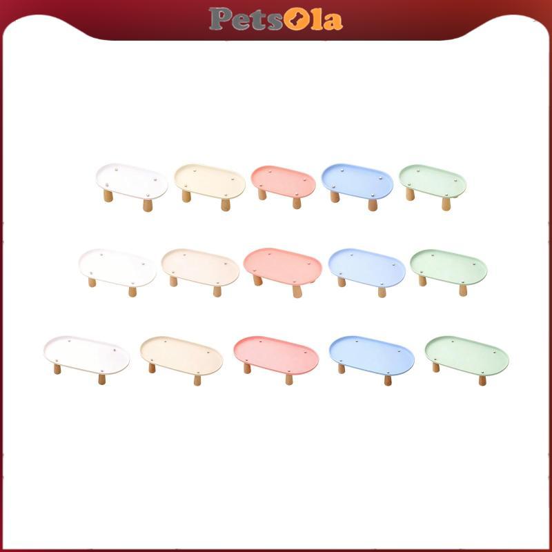 PETSOLA ยกระดับชามแมว Feeding Station ที่วางพลาสติกยกชั้นวางจานสําหรับชามป้องกันการรั่วไหลแมวและสุนั