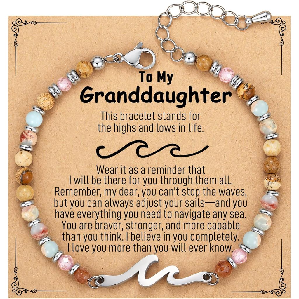 Wave Bracelets for Women, Easter Basket Stuffers, Jewelry Gift for Best Friend, Sister, Mom, Daughte