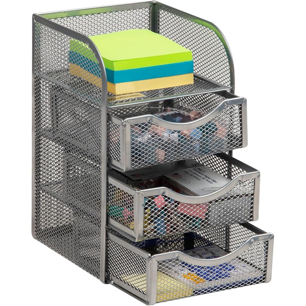 Mind Reader Desktop Accessory Storage, Paper Binder Clip Basket, Workspace, Office, Metal Mesh, 4.75