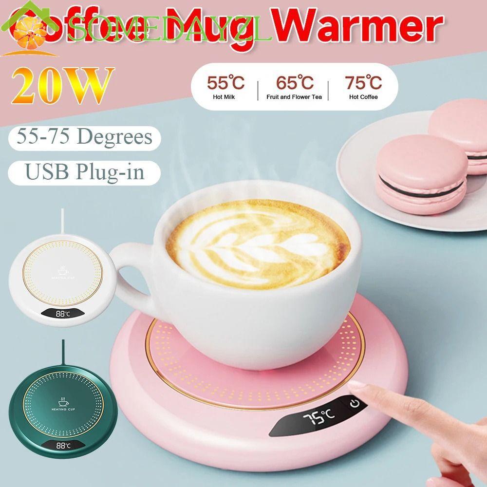 SOMEDAYZL แก้วกาแฟอุ่น, สมาร์ท USB ถ้วยไฟฟ้าอัจฉริยะเครื่องทําความร้อน,แบบพกพาลื่นด้านล่างความร้อนอย่างรวดเร็ว 3 อุณหภูมิน้ําแผ่นความร้อนชาน้ํา