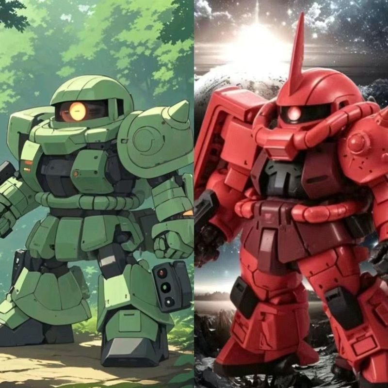 พร้อมสต็อก Quick Shipment/แฟลชน่ารัก Limited SDCS 04 BB สีแดง/สีเขียว ZAKU SD Low Skeleton Gundam As