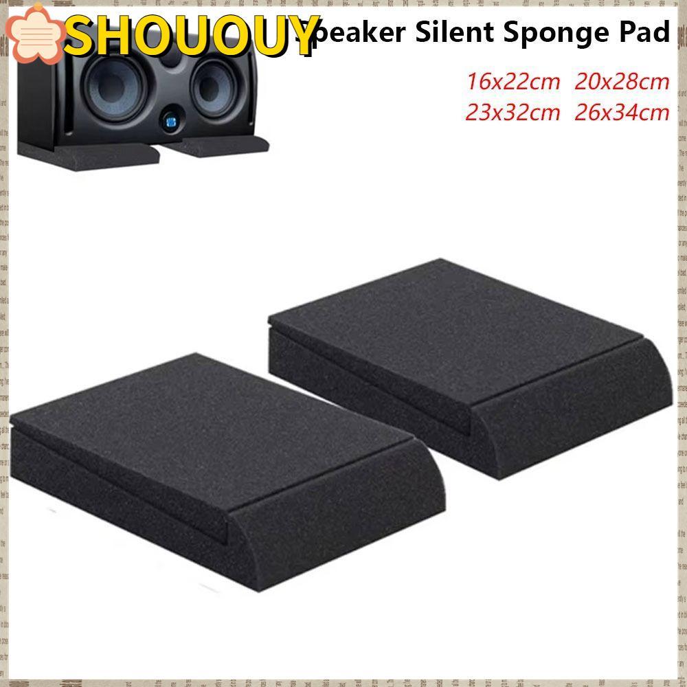 SHOUuy 1/2 ชุดลําโพงแผ่นแยก,ลบ Resonance Shock Absorbing กันกระแทก Mat,ทนทานดูดซับเสียง Hardened Silent Sponge Pad Desktop Monitor ลําโพง