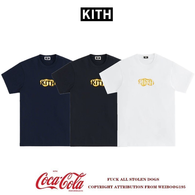 Kith honey logoT-shirt ใหม่แขนสั้นหลวมรอบคอตัวอักษรเรียบง่าย Joker เสื้อยืด