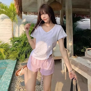 🧡Basic swimsuit💛 กางเกงขาสั้นชายหาด สวมใส่สบาย ทรงหลวมพอดีตัว ยืดหยุ่น 3สี สามารถใส่คู่กับชุดบิกินีได้ ส่งจากไทย