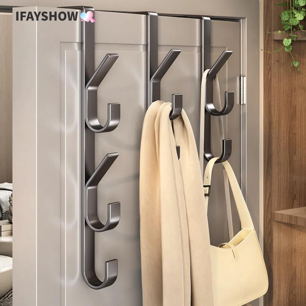 IFAYSHOW ตะขอโลหะ, ฟรี-ต่อยกว่าตะขอแขวนประตู, คุณภาพมัลติฟังก์ชั่นประตูกลับประเภทหมวกไม้แขวนเสื้อบ้าน