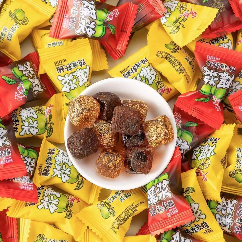 Candy (Sweets & Candy) Hongyuan Pop Pulp Sandwich Tangerine Peel Gummy รสพลัม หวานอมเปรี้ยว ขนมแต่งงาน ขนมขบเคี้ยวขายดี 04/10