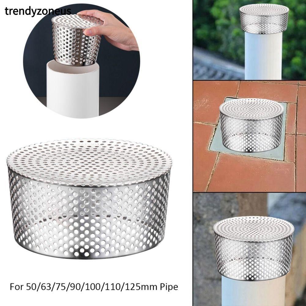 TRENDYZONEUS ฝาครอบท่อระบายน้ําชั้นหลังคา, ป้องกันการปิดกั้นรูปร่างวงกลมด้านนอกด้านข้างกรองหน้าจอ, สแตนเลสรางน้ําระบายน้ําระเบียงท่อระบายน้ําชั้นกลางแจ