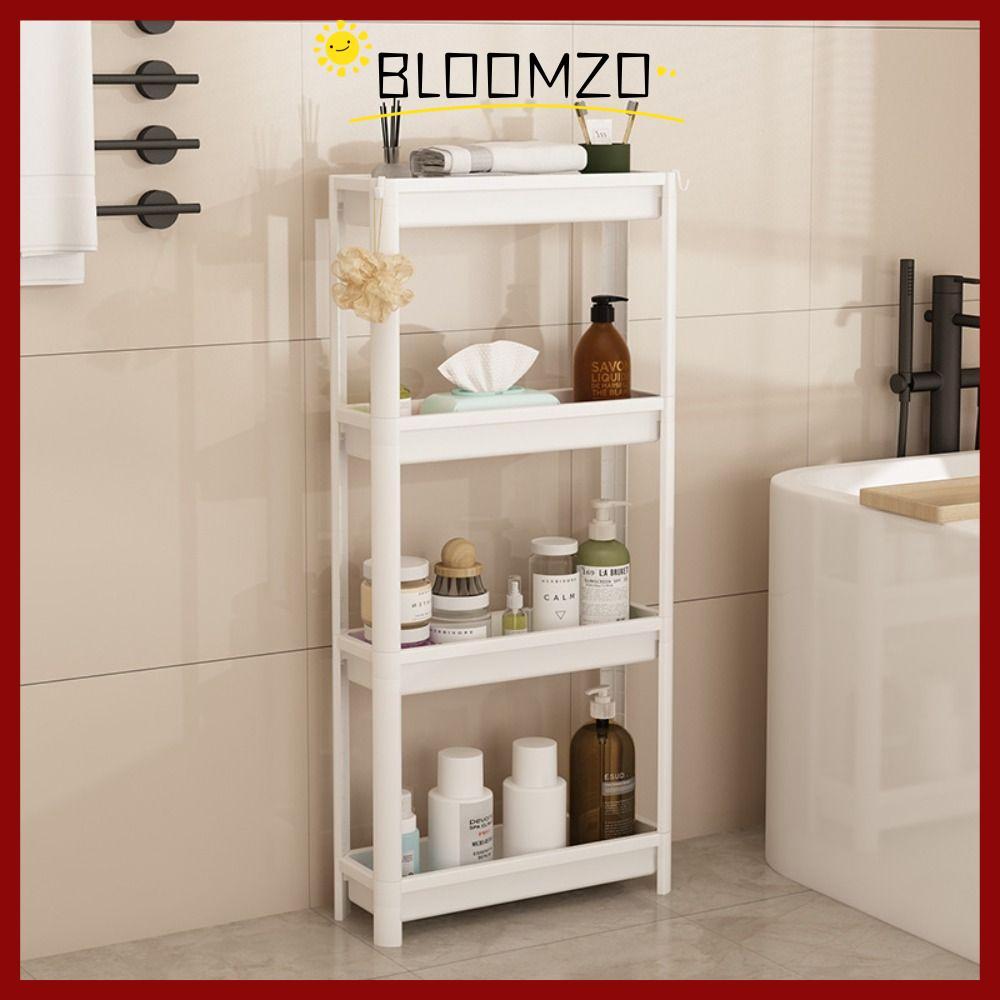 BLOOMZO Slim Rolling Storage Cart, แคบ 3/4 ชั้นห้องน้ํา Organizer, อเนกประสงค์พร้อมล้อกลิ้งประหยัดพื้นที่ Tower Rack ใช้ในครัว
