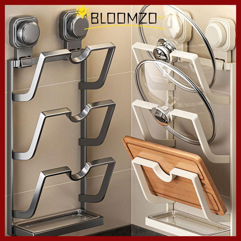จัดส่งจากประเทศไทยBLOOMZOชั้นเก็บฝาหม้อ,ที่วางฝาหม้อถ้วยดูดมัลติฟังก์ชั่นแบบไม่มีหมัด,ชั้นวางเขียงแขวนผนังหลายชั้นที่ทนทานสํา