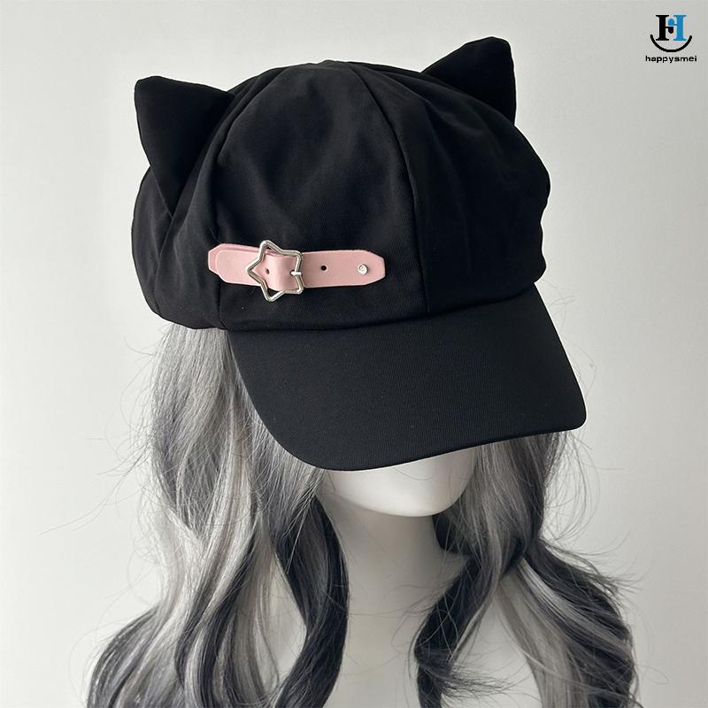 หมวกสไตล์หูแมว Gothic Lolita Steampunk สำหรับผู้หญิง ทำมือ มีซิป