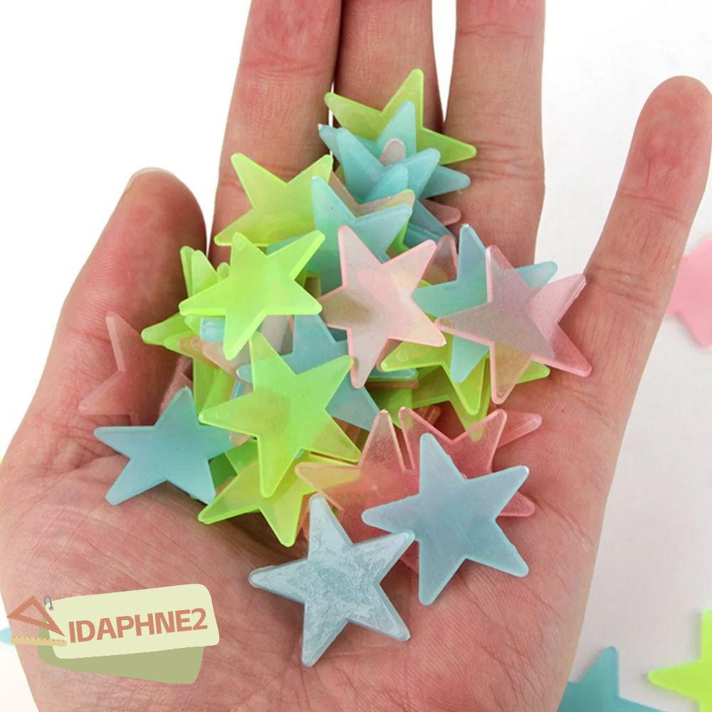 IDAPHNE2 100 ชิ้น/เซ็ต Luminous สติ๊กเกอร์ติดผนัง, DIY สีสัน Star Luminous Decal, แฟชั่นเนอสเซอรี่เครื่องประดับเรืองแสงในที่มืดเรืองแสง Wall Art Decals เด็กตกแต่งห้องเด็ก
