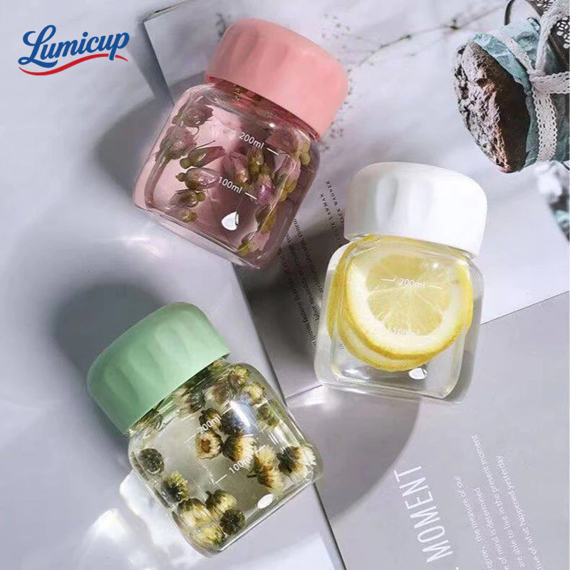ขวดแก้วมีมาตรฐาน 200ml ปิดสนิท | ขวดกาแฟเย็นพกพา ขวดนมเด็ก/น้ำผลไม้ กระจกไม่มีตะกั่ว พร้อมส่ง