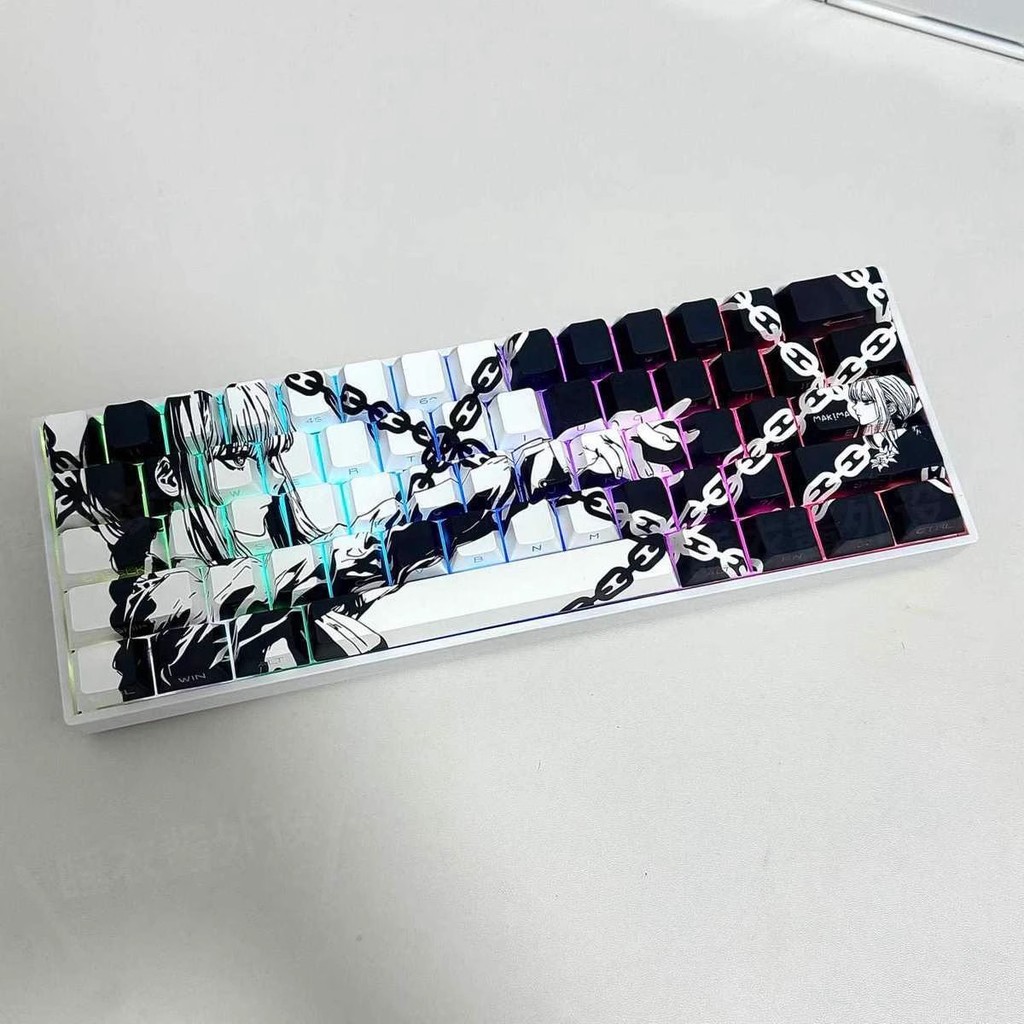 สีดําสีขาวโซ่ Keycap โรงงานเดิมด้านข้างแกะสลักระเหิดเหมาะสําหรับ atk68 Mega Lion MAD60MAD68 คีย์บอร์