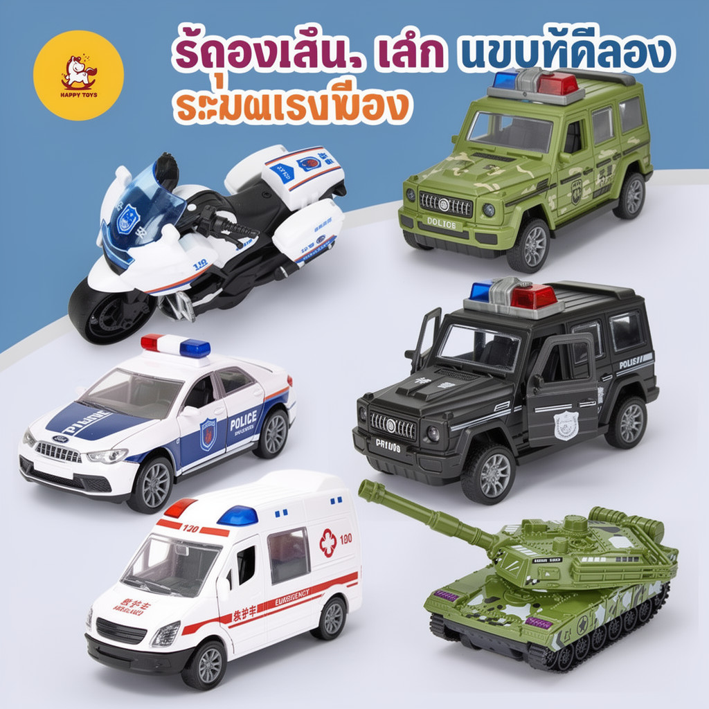 รถตำรวจของเล่น รถเหล็กจำลอง ดึงถอยหลัง เปิดประตู โมเดล 136 สมจริง ของเล่นเด็ก รถสะสม