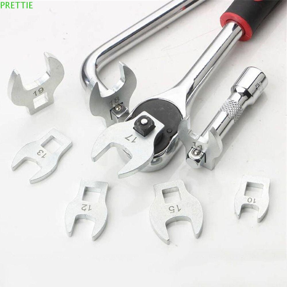 PRETTIE 8 ชิ้น Nut ประแจหัว, 3/8 "เปลี่ยนหัว 10-19 มม.Crowfoot ชุดประแจ,ทนทานปลายเปิด Spanner หัวเคลื่อนย้ายได้ Professional Ratchet ประแจช่างเครื่องมือ