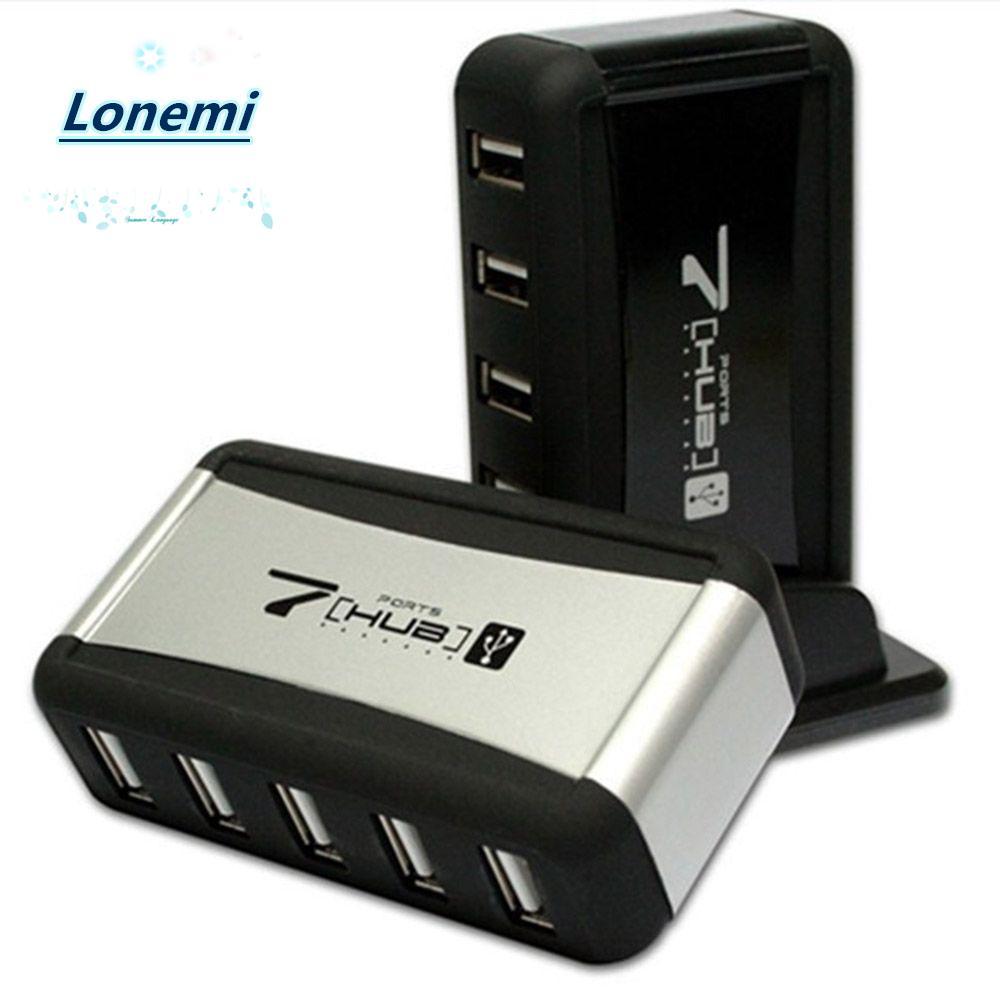 LONEMI USB 2.0 HUB 7 พอร์ต Hub อะแดปเตอร์ความเร็วสูงแบบพกพา Dock EU US ปลั๊ก AC Power