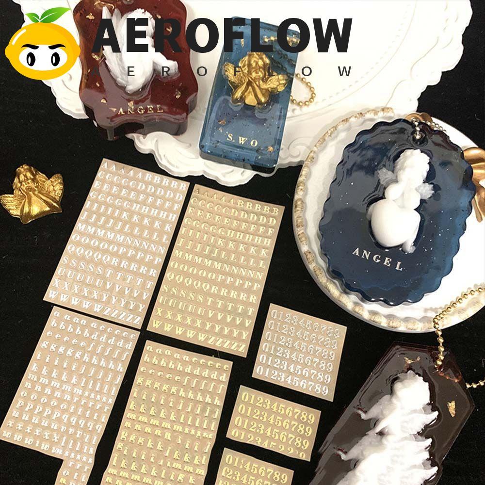 AEROFLOW สติ๊กเกอร์ตัวเลขกันน้ํา Creative Epoxy Resin Filler Chunky Glitter Gold & silver ตัวอักษรภาษาอังกฤษสติกเกอร์เติมอีพ็อกซี่