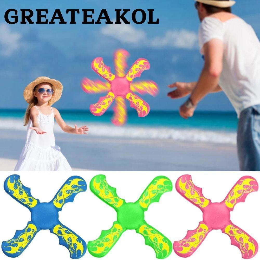 GREATESKOL เด็กบูมเมอแรง, EVA ของเล่นเด็กกีฬา Flying Boomerang, แบบพกพา Interactive Soft Early Education Four-leaf Cross Flying Disc ของเล่นกลางแจ้ง