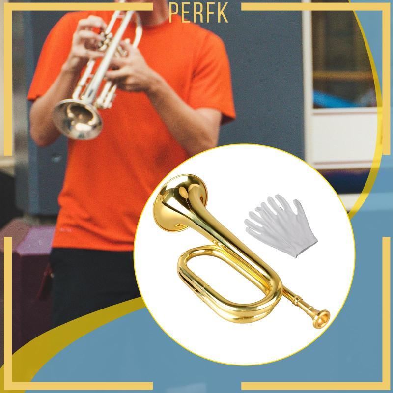 [Perfk] แตร Bugle ขนาด 12 นิ้ว, เครื่องดนตรีโลหะผสมทองเหลือง, เป่า Bugle สําหรับประสิทธิภาพผู้ใหญ่