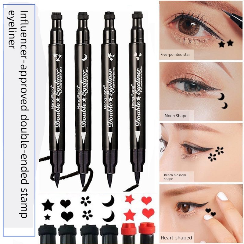 eyeliner อายไลเนอร์สีน้ำตาล Double-Headed Seal Eyeliner กันน้ํา Big Red Heart-Shaped Five-Pointed St