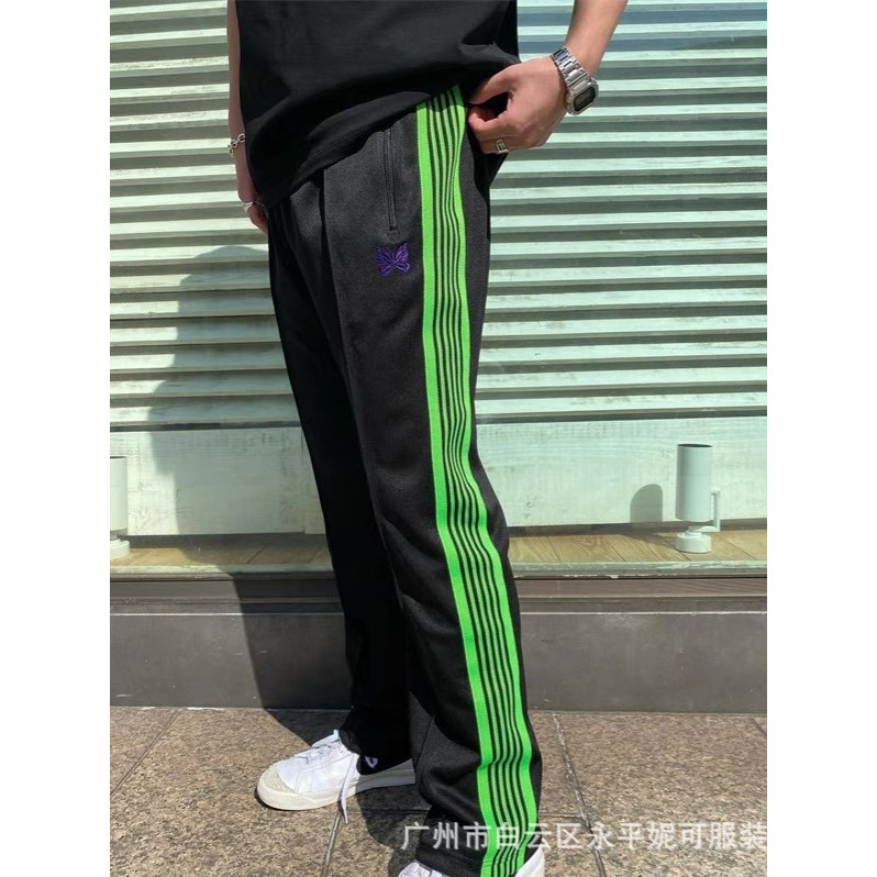 HZNS Needles Track TrackStudious Butterfly Ribbon Straight-Leg Casual Loose Sports Pants