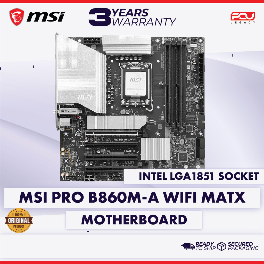 MSI PRO B860M-A WIFI MATX LGA1851 MOTHERBOARD
