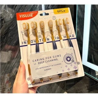 LoomLab แปรงสีฟัน 1 Set 6 ชิ้น แปรงสไตล์ญี่ปุ่น เกรดพรีเมียมขึ้นห้าง ขนแปรงนุ่ม ด้ามจับถนัดมือ พร้อมส่ง