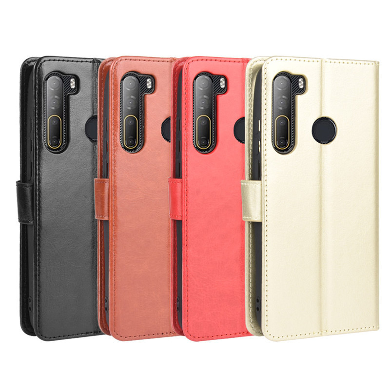 HTC Desire 20 Pro Phone Case Card Desire21Pro Flip Crazy Horse Pattern Leather Case Lanyard D22