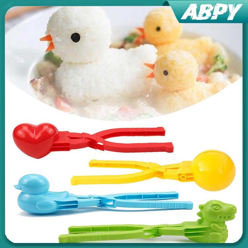 ABPY น่ารัก Du รูปข้าวแม่พิมพ์ Maker คลิปเด็กพลาสติกกลางแจ้ง Du ข้าวแม่พิมพ์ DIY Snowball Maker แม่พิมพ์ซูชิพร้อมที่จับ ABPY