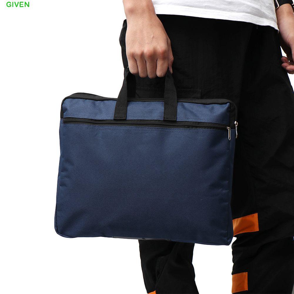 GIVEN A4 กระเป๋าเอกสารสองชั้น Multi-function แบบพกพา Filing ผลิตภัณฑ์ซิปขนาดใหญ่ความจุพร้อมที่จับซิป