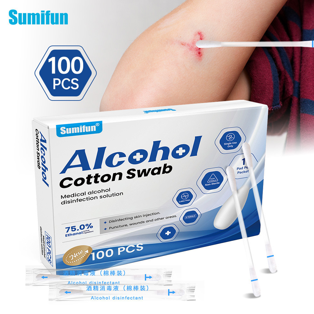 ซูมิฟุน สําลีก้านไอโอดีนชนิดหักแบบใช้แล้วทิ้ง 100 ชิ้นบรรจุหีบห่อแบบพกพา เค10283