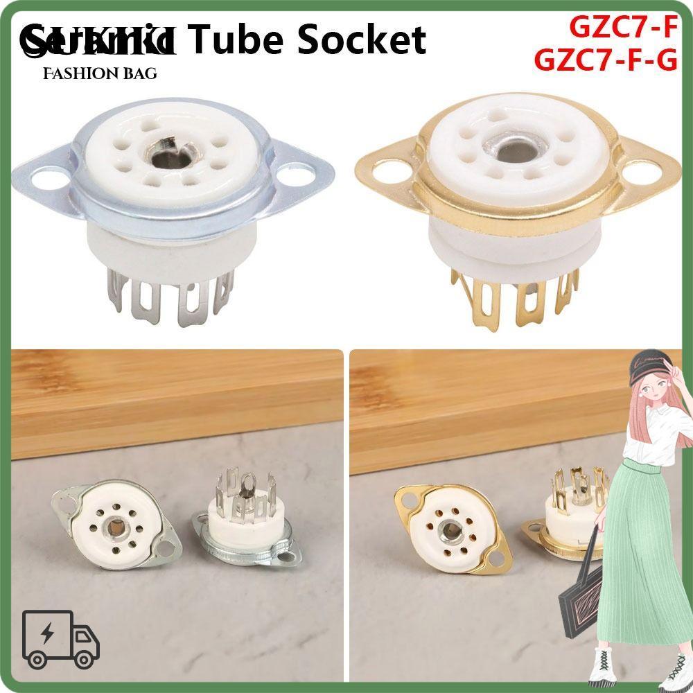 SUKIKI 1 ชิ้นฐานวาล์ว, DIY ซ็อกเก็ตหลอดเซรามิกดีบุก, ทนทาน 7Pin B7G PCB Mount GZC7-F GZC7-FG สําหรับ