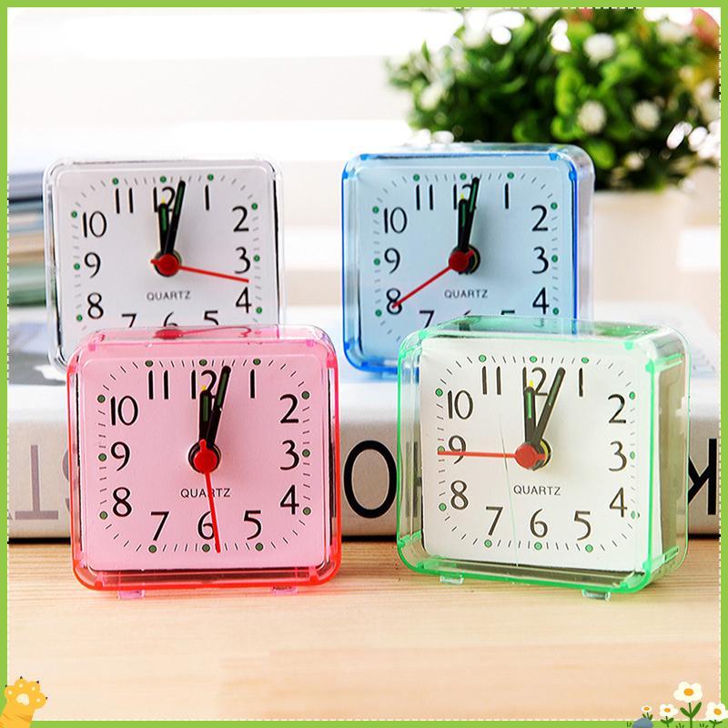 [JL] น่ารักนักเรียนนาฬิกาปลุก Analog Alarm Square Bedside Compact Desktop Decor ห้องนอนนักเรียนอิเล็กทรอนิกส์