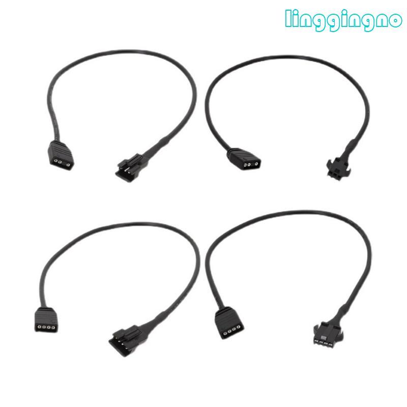 RR 2pcs ARGB สาย SM3 4Pin ถึง 3PIN หญิง SM3 4Pin ชายอะแดปเตอร์สําหรับ DEEPCOOL Lian Li PC กรณี ARGB 