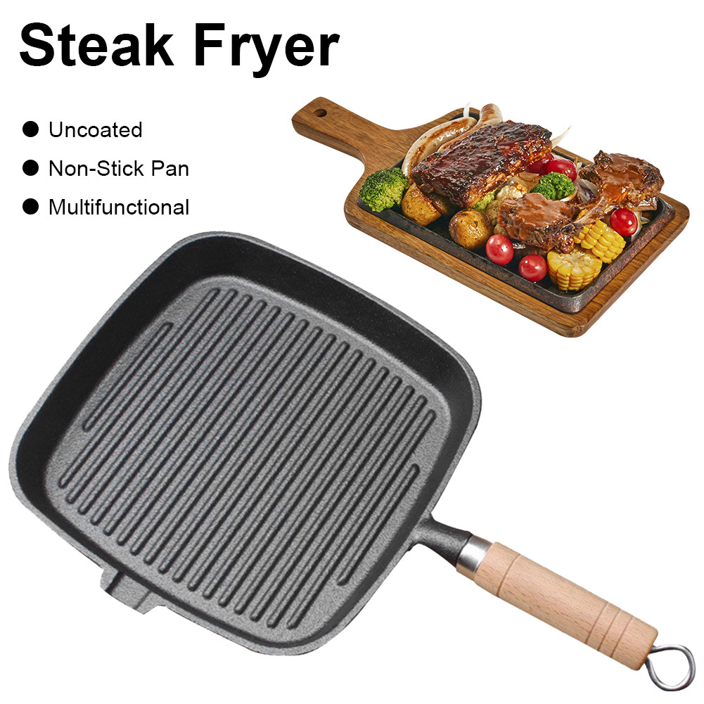 Ღ Iron Skillet กระทะไม่เคลือบ Non-stick Salt Skillet บ้านเครื่องครัว