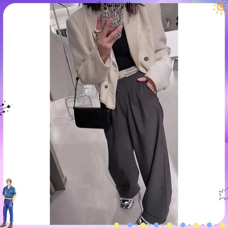 💜PP Shop​💜พร้อมส่ง กางเกงขายาว เอวสูง ขายาว ทรงสวย ทรงกระบอก มีกระเป๋า กางเกงช้าง ใส่สบาย ทรงหลวม สไ