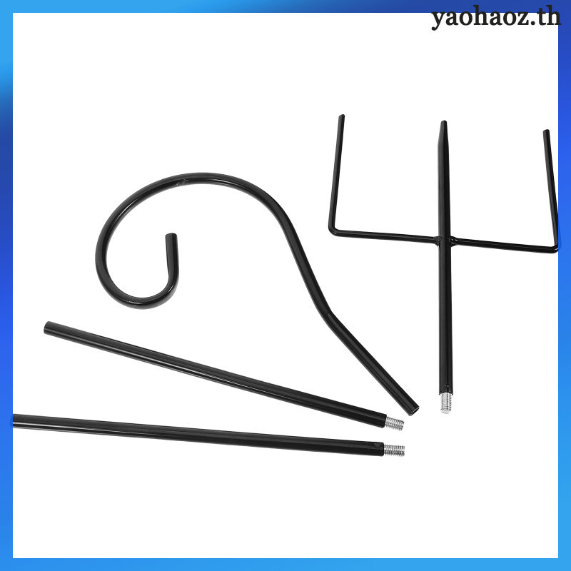 Ground Shepherd Hook แขวนไฟพลังงานแสงอาทิตย์ Hook ไม้แขวนเสื้อกลางแจ้ง Shepherd Hook สําหรับตกแต่งสว