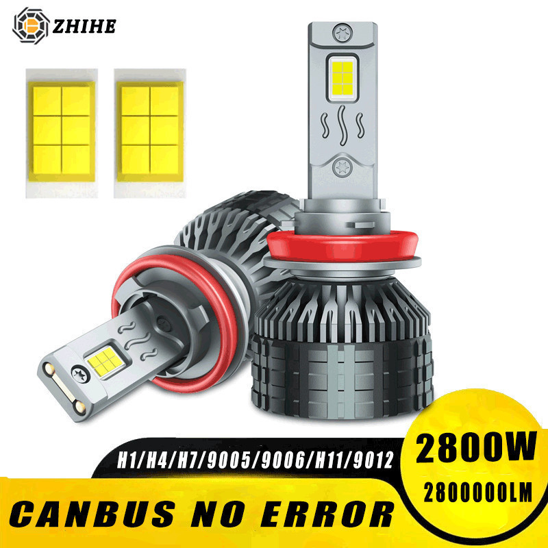 6500K H7 H4 หลอดไฟ LED CSP 5570 สําหรับรถยนต์ H11 9005 HB3 9006 HB4 H1 LED CAN Bus ไฟหน้าหมอก 2800W 