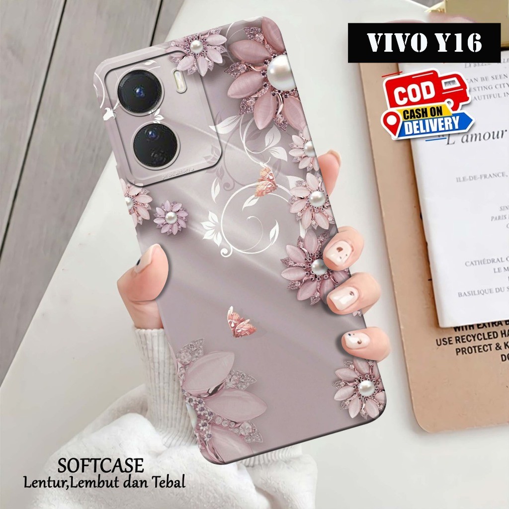 เคส HP ล่าสุด Vivo Y16 - เคสแฟชั่น FLOWERS - เคสโทรศัพท์ Vivo Y16 ล่าสุด - เคส Vivo Y16 - เคส Pro Ca
