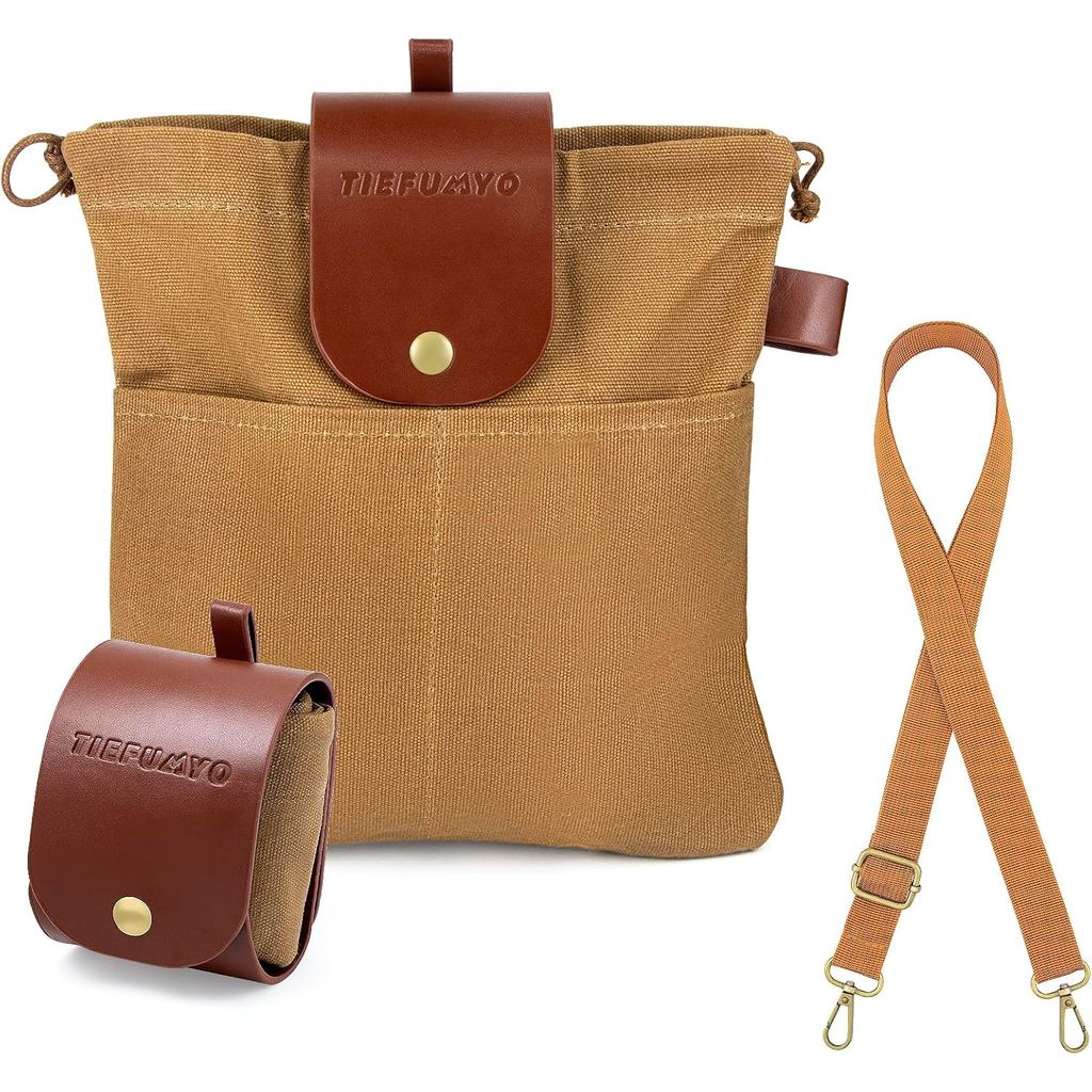 Foraging Bag Waxed Canvas Outdoor Camping Foraging Pouch Water Resistance Folding Brown Mushroom Bus