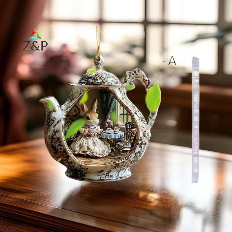 Z&P อีสเตอร์ตกแต่งบ้านรายการในถ้วยน้ําชา Warm Home 2d จี้อะคริลิคกระเป๋าเป้สะพายหลังจี้รถ COD