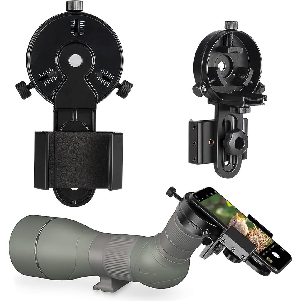 อัพเกรดอะแดปเตอร์ขอบเขตสมาร์ทโฟน Spotting Scope Phone Adapter - Precision Metal Telescope Phone Moun